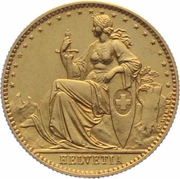 Preview: „Schweiz 20 Franken 1873 – 3 Punkt Probe in Gold“
